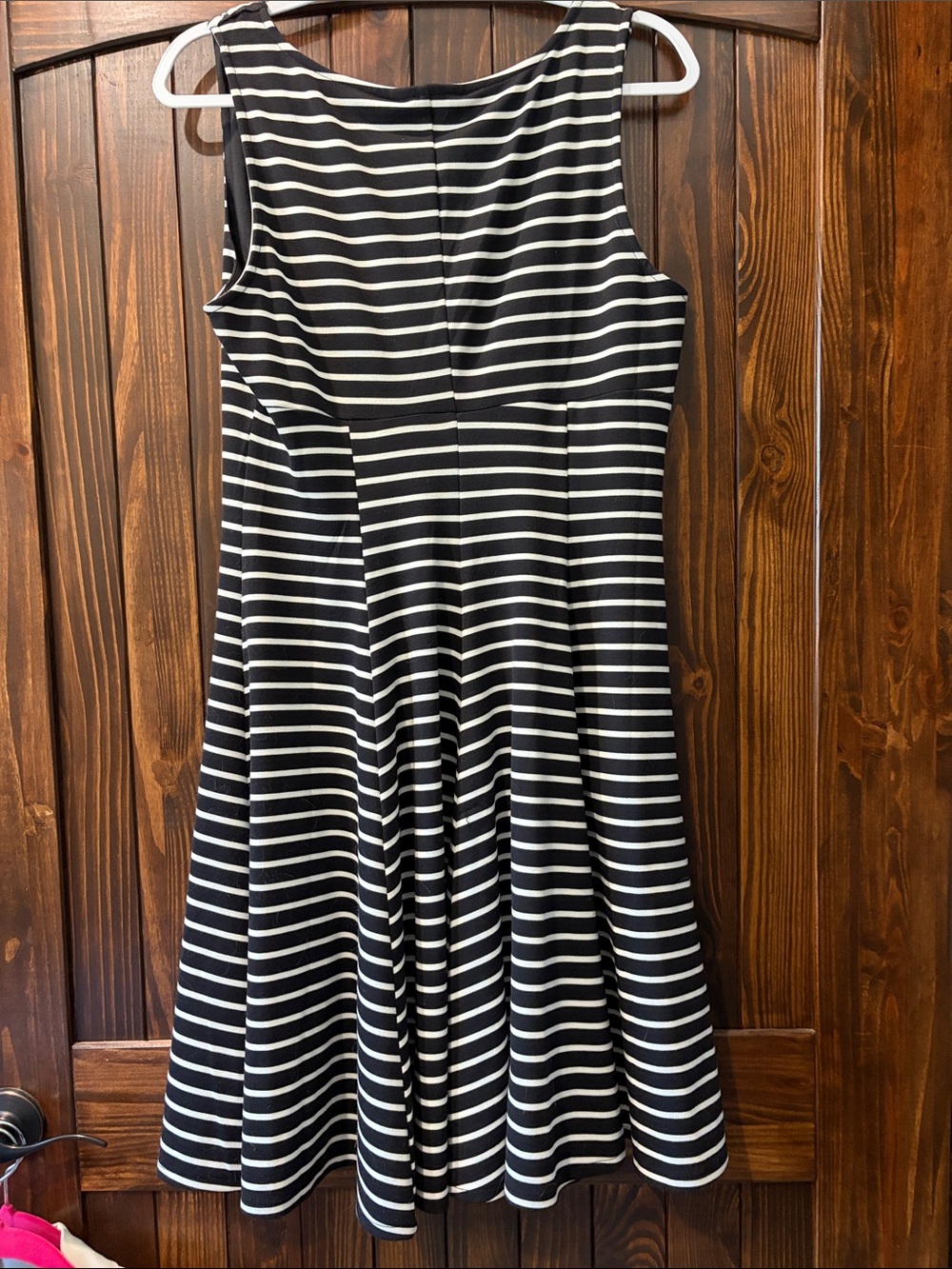 Peter Som Black and White Striped Sleeveless Midi Dress - Picture 3 of 3